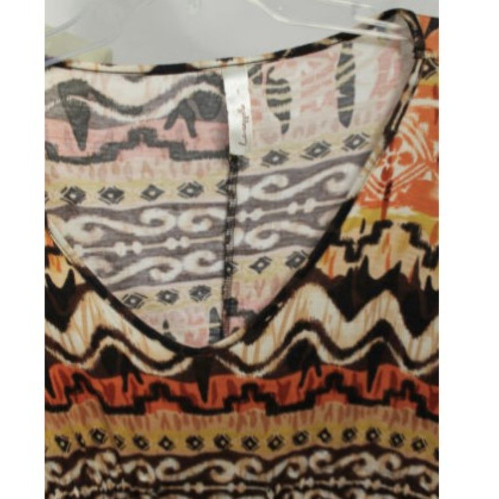 Loveappella Brown Orange Batwing Boho Top Sz S - Picture 3 of 3